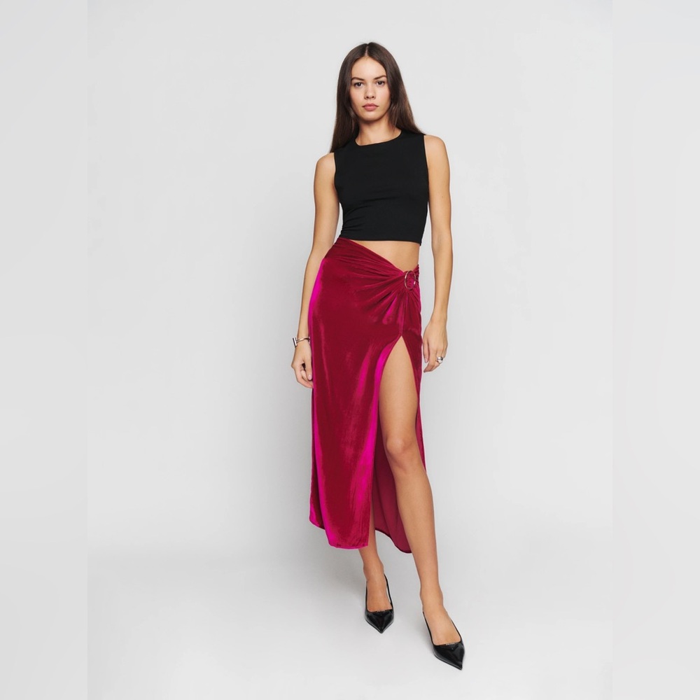 Reformation Nova Velvet Skirt